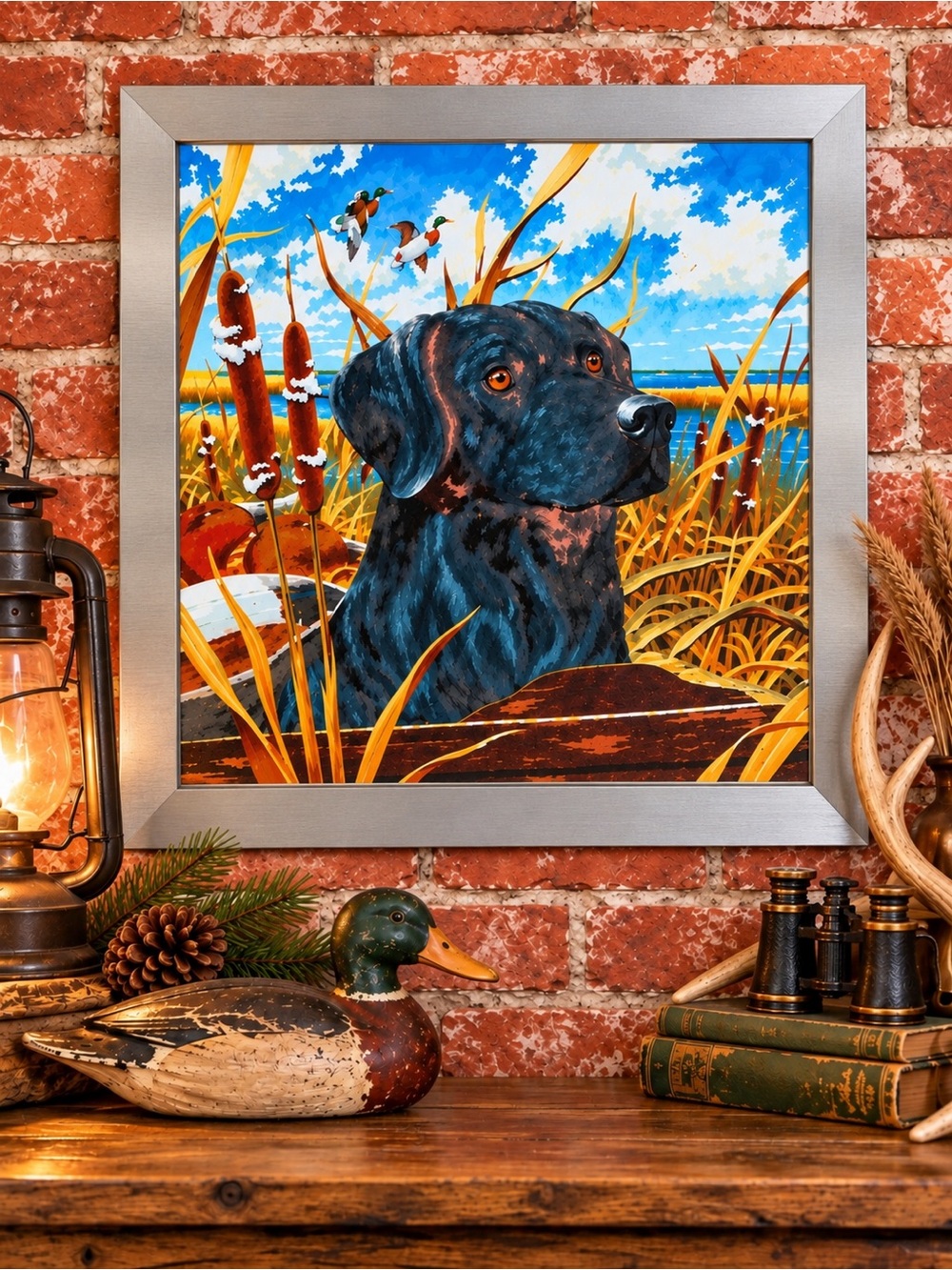 Laser Cut Wood Duck Hunting Black Lab Three Dimensional Wall Hanging